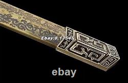 Brass Handle/Saya Chinese KungFu Dao Sword Damascus Sharp Han Tang Saber Jian