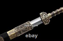Brass Handle/Saya Chinese KungFu Dao Sword Damascus Sharp Han Tang Saber Jian