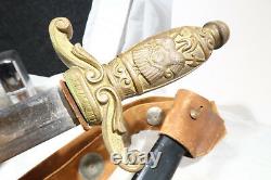 Brass Handle Short Sword Masonic w Bandolier 1800s Fraternal Sword