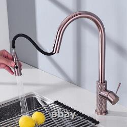 Brass Kitchen Sink Faucet Brushed Bronze Pull Out Stainless Steel Single Handle