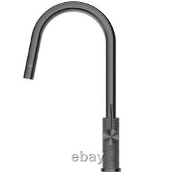 Brass Kitchen Sink Faucet Single Handle Graphite Pull Out Stainless Steel