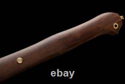 Brass Sheath Manganese Steel Sharp Tang Dao Sword Wooden Handle Knife -Y1169