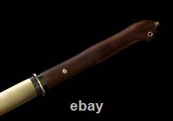 Brass Sheath Manganese Steel Sharp Tang Dao Sword Wooden Handle Knife -Y1169