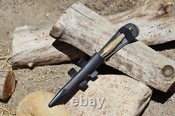 British Army Fairbairn Sykes Commando knife, 2nd pat. Brass handle, black blade