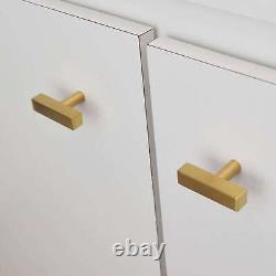 Brushed Gold Modern Square Cabinet Handles Pulls Knobs Kitchen Bathroom Hardware