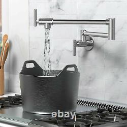 Brushed Pot Filler Faucet Wall Mount, Stainless Steel Kitchen Pot Filler Faucet