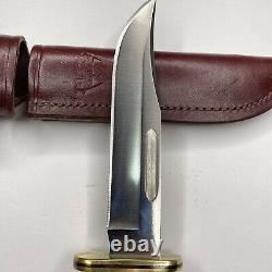 Buck 119 V Knife Wood Brass Handle Fixed Blade & Sheath
