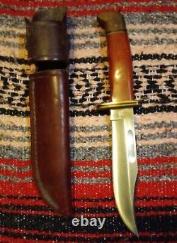 Buck 119 Vintage 1992 Fixed Blade Steel Knife Cocobolo Wood Handle Brass Fitting
