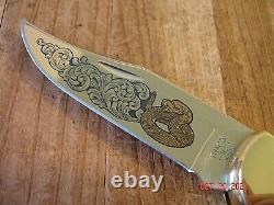 Buck Knife 112 Ranger Gold Rattler Mp 420hc Blade Stag Handles 82/300 Brass USA
