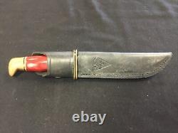 Buck Knives 119 Fixed Blade Knife + Leather Sheath 2002 Brass Handle