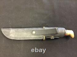 Buck Knives 119 Fixed Blade Knife + Leather Sheath 2002 Brass Handle