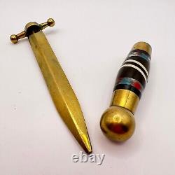 BullPoint Heavy Pen Vintage Of Brass Sword Handmade Plexiglass Handle Ussr 1980s