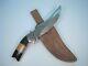 CUSTOM HANDMADE 10.8 DAMASCUS STEEL HUNTING KNIFE Buffalo Horn/Rosewood Handle