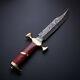 CUSTOM HANDMADE DAMASCUS STEEL HUNTING KNIFE/RED WOOD&BRASS HANDLE WithH SHEATH