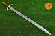 CUSTOM HANDMADE FORGED DAMASCUS STEEL VIKING SWORD With WOOD & BRASS HANDLE 2576