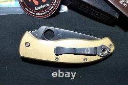 CUSTOM Spyderco Tenacious Knife C122PSBL ComboEdge CPM-S35VN BRASS HANDLE SCALES