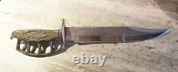 CUSTOM made 14 Survival Hunting Knife Blade WITH Eagle Liberty Brass Handle