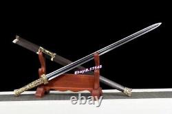 Chinese Folded Steel Handmade Dao Sword Han Tang Saber Dragon Jian Brass Handle
