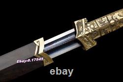 Chinese Folded Steel Handmade Dao Sword Han Tang Saber Dragon Jian Brass Handle