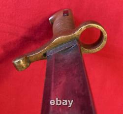 Civil War Era Zouave Rifle Style Brass handle Yataghan sword, Bayonet, 23-stamp