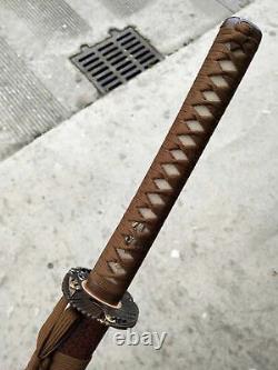 Clay Tempered Folded Steel Japanese Samurai Katana Sword Brass Fittings Sharp