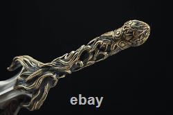 Copper Handle Chinese KUNGFU Sword Damascus Folded Steel Battle Ready-Q7820