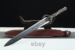 Copper Handle Chinese KUNGFU Sword Damascus Folded Steel Battle Ready Q7821