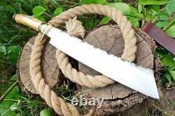 Custom HAND FORGED D2 STEEL Hunting KNIFE Brass Guard & Antler Handle sheath