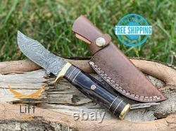 Custom HAND FORGED DAMASCUS STEEL HUNTING Knife BULK Resin & Brass Guard Handle