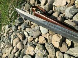 Custom Hand Forged Damascus Steel Sword Battle Ready Sword Brass D-guard Handle