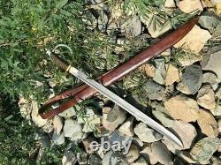 Custom Hand Forged Damascus Steel Sword Battle Ready Sword Brass D-guard Handle
