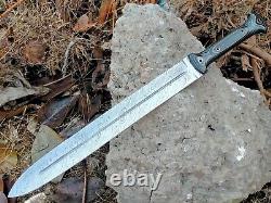 Custom Hand Made Damascus Steel Sword For Sale with Amazing Black Micarta Handle
