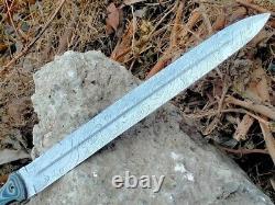 Custom Hand Made Damascus Steel Sword For Sale with Amazing Black Micarta Handle
