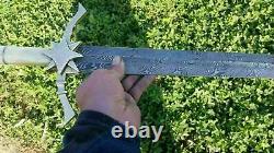 Custom Hand Made Damascus steel Beautiful Brass Star handle sword 34inch