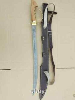 Custom Handmade Beautiful Damascus Steel Sword/ Ash Wood And Brass Handle