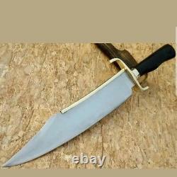Custom Handmade Carbon Steel Bowie Knife WithBrass Guards &Sheet Handle WithSheath