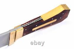 Custom-Handmade D-2 steel hunting Bowie Knife with Wood & Brass Handle