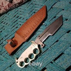 Custom Handmade D2 Steel Knife 13 Survival Tanto Knife Brass/Bone Handle