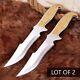 Custom Handmade D2 Too Steel Set Of 2 Hunting Bowie Knife With Brass Handle