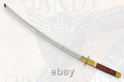 Custom Handmade D2 Tool Steel Blade Samurai Sword With Pakka Wood & Brass Handle