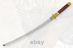 Custom Handmade D2 Tool Steel Blade Samurai Sword Wood & Brass Handle+sheath