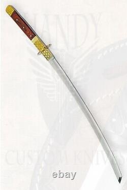 Custom Handmade D2 Tool Steel Blade Samurai Sword Wood & Brass Handle+sheath