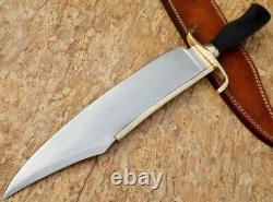 Custom Handmade D2steel Hunting Bowie Knife With Brass Guard And Rose Wood Handl