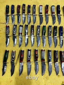 Custom Handmade Damascus 6 inches bone Handle Knives Lot of 50 with sheaths
