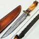 Custom Handmade Damascus Steel Bowie Knife Olive Wood & Brass handle