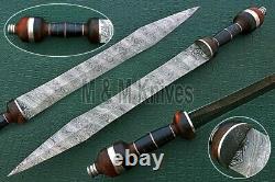 Custom Handmade Damascus Steel Gladius Sword Handmade With Rosewood Handle