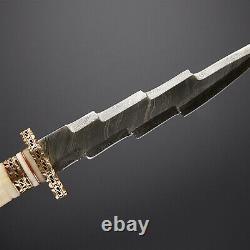 Custom Handmade Damascus Steel Hunting Knife Cut Blade/camel Bone&brass Handle