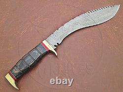Custom Handmade Damascus Steel Hunting Kukri Knife With Dollar Sheet Handle