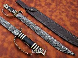 Custom Handmade Damascus Steel Hunting Sword Handle Sheet & Brass Spacer