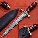 Custom Handmade Damascus Steel Hunting Zigzager knife with Wood and Brass Handle